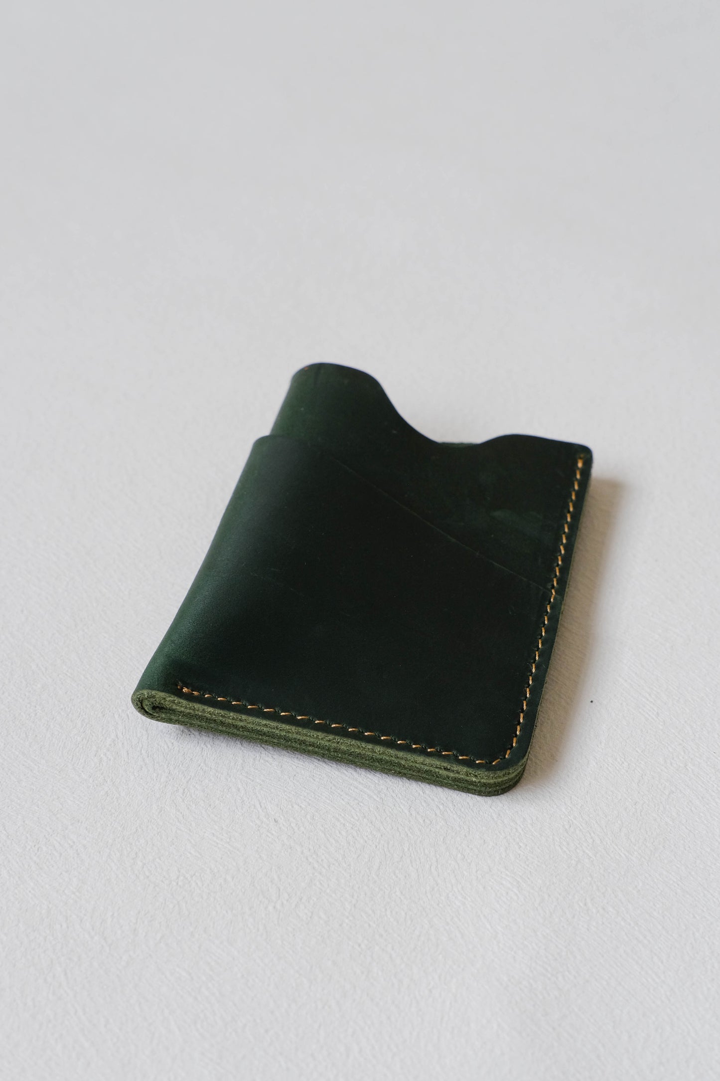 Handmade Cowhide Card Clip In Dark Green