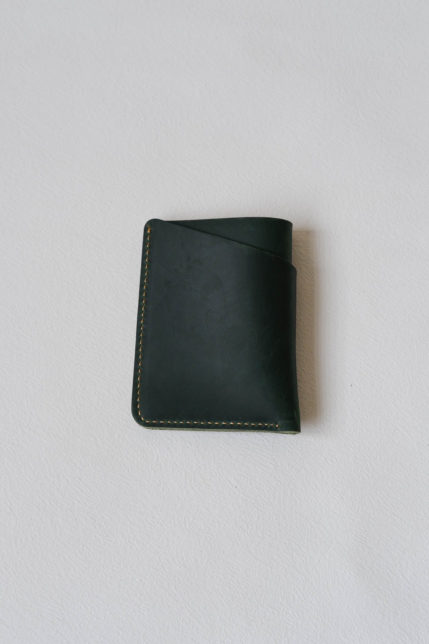 Handmade Cowhide Card Clip In Dark Green