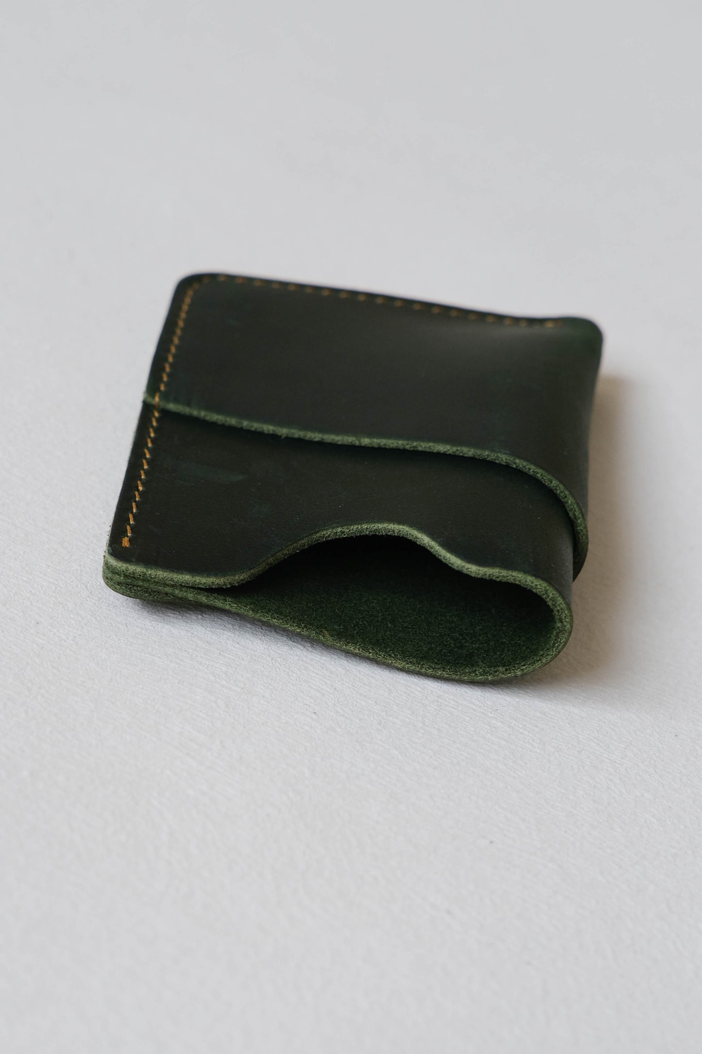 Handmade Cowhide Card Clip In Dark Green