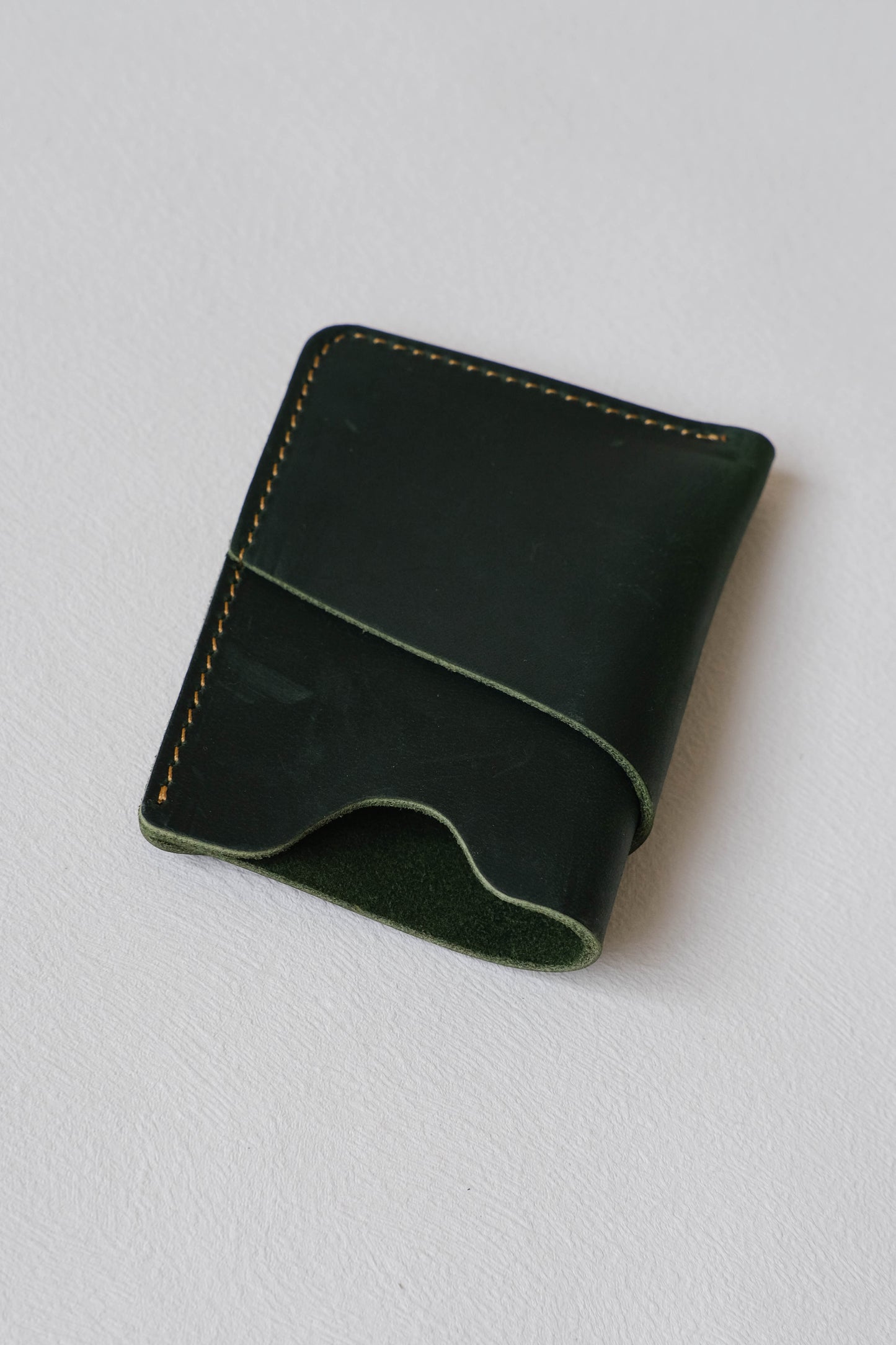 Handmade Cowhide Card Clip In Dark Green