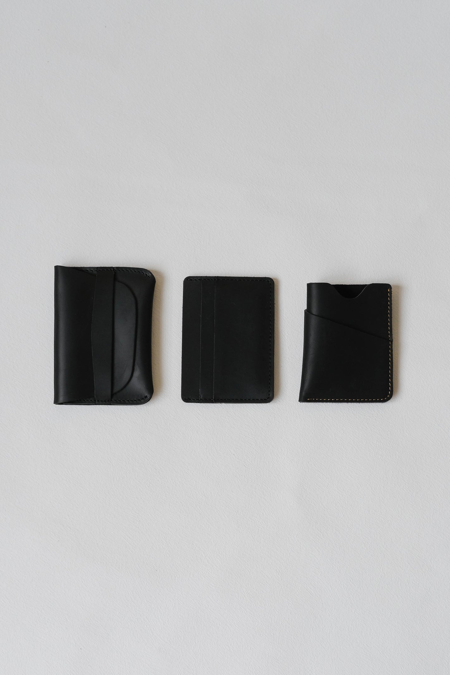 Handmade First Layer Cowhide Card Holder In Classic Black