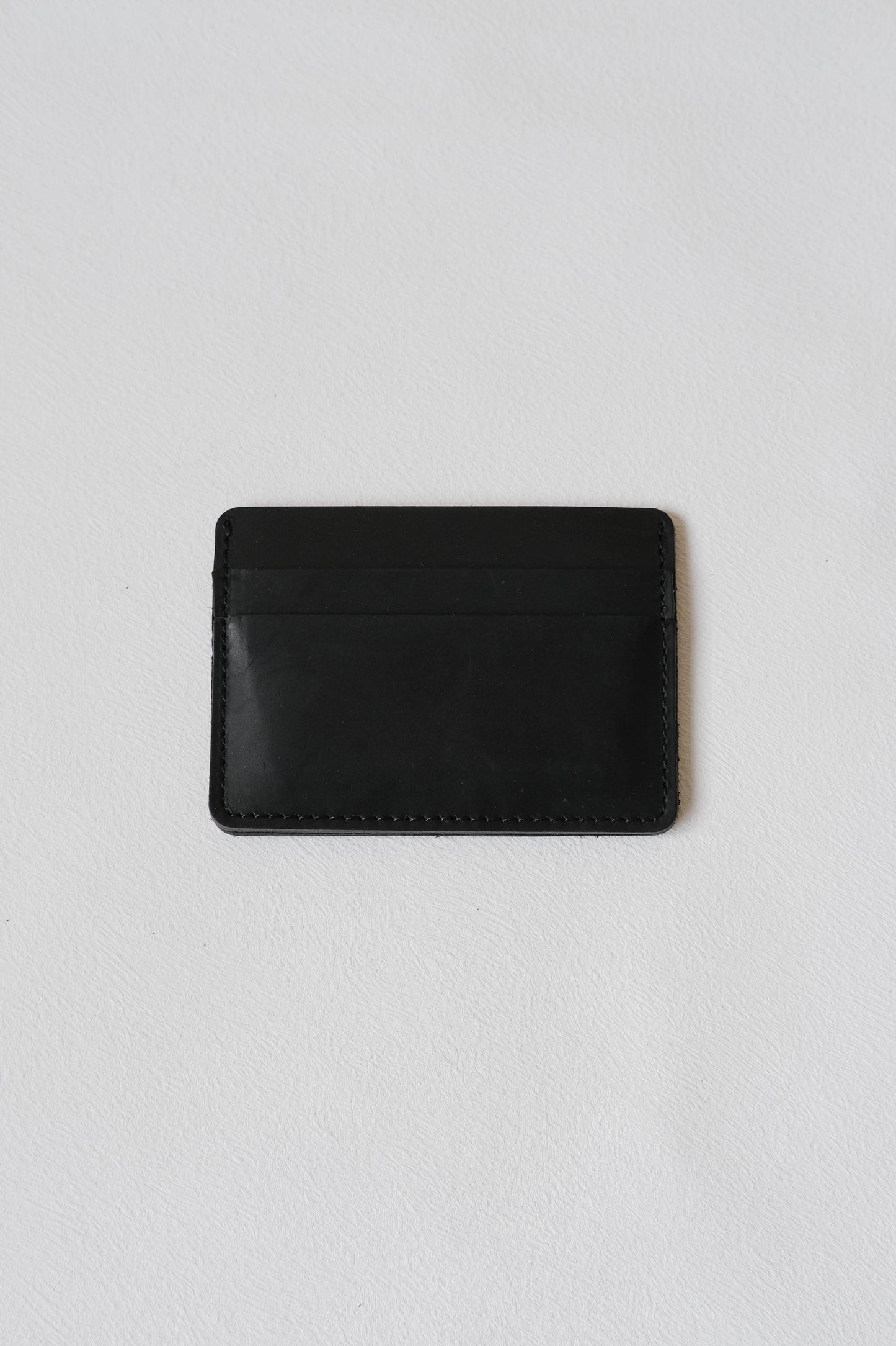 Handmade First Layer Cowhide Card Holder In Classic Black