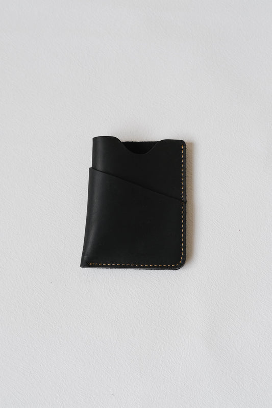 Handmade Cowhide Card Clip In Classic Black