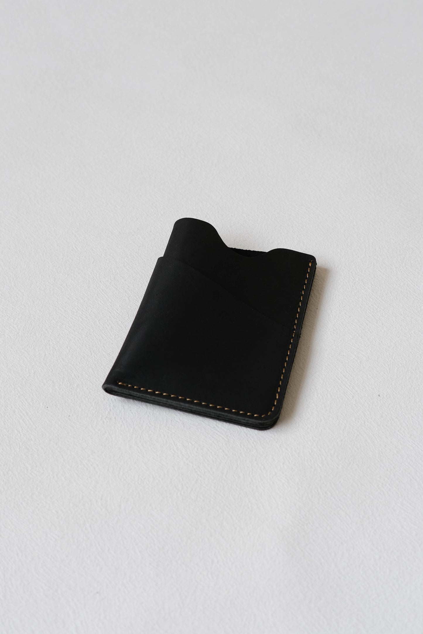 Handmade Cowhide Card Clip In Classic Black