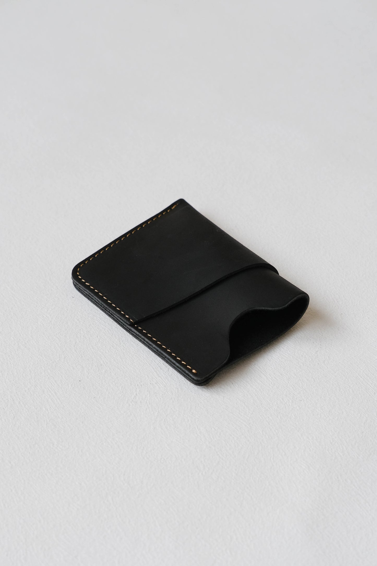 Handmade Cowhide Card Clip In Classic Black