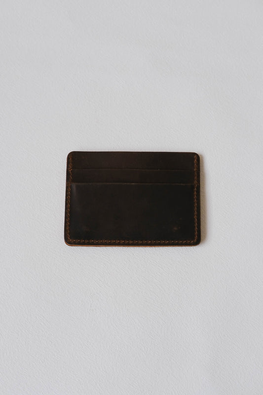 Handmade First Layer Cowhide Card Holder In Coffee