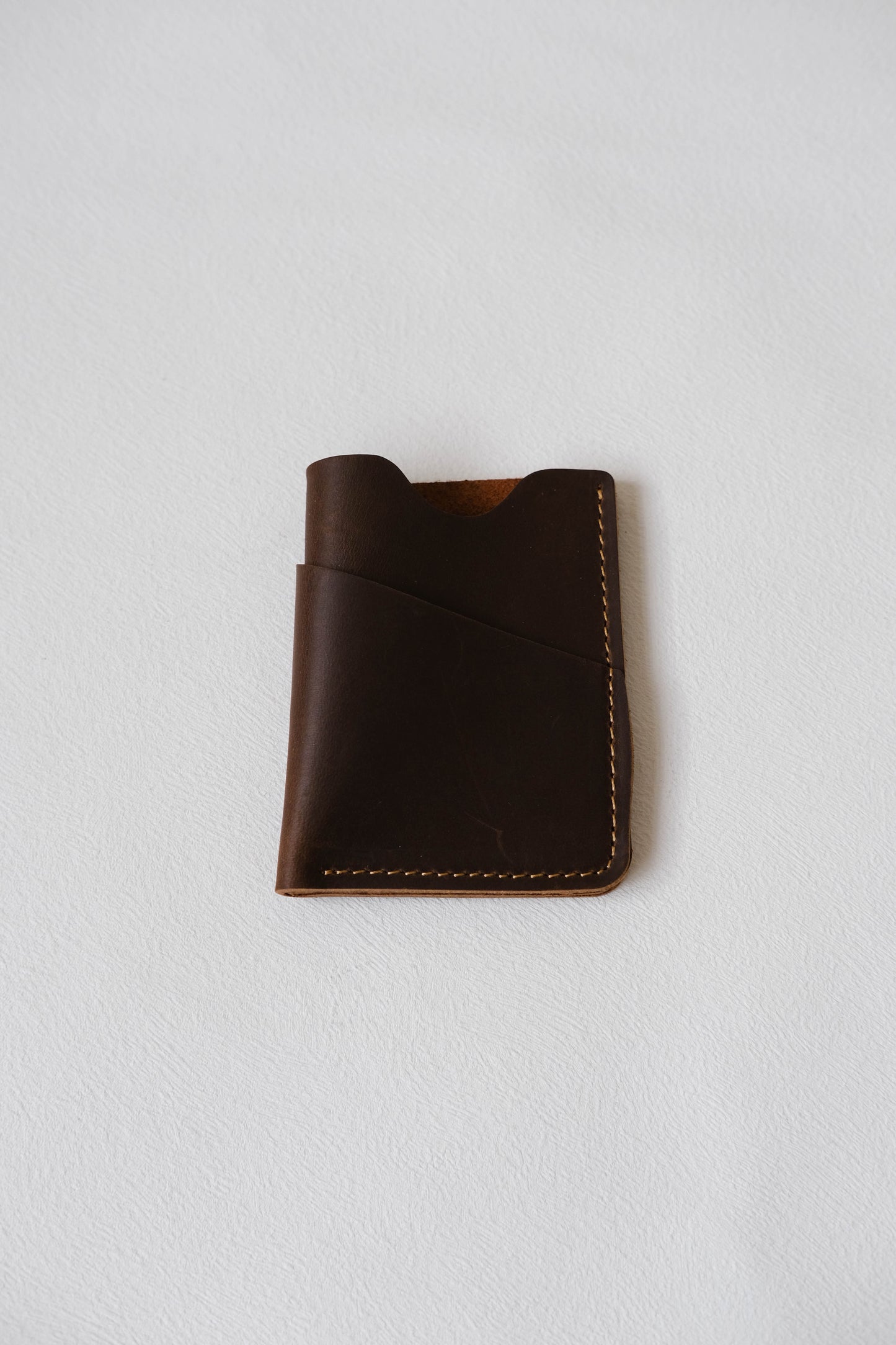 Handmade Cowhide Card Clip In Coffee