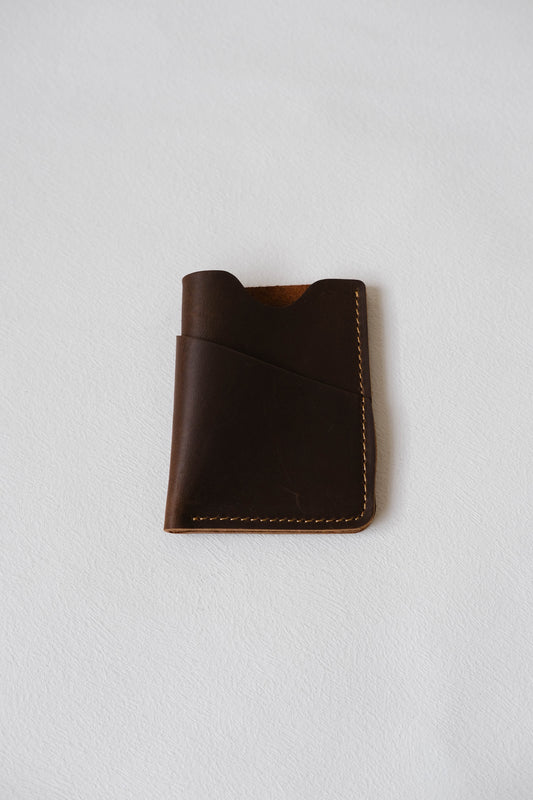 Handmade Cowhide Card Clip In Coffee