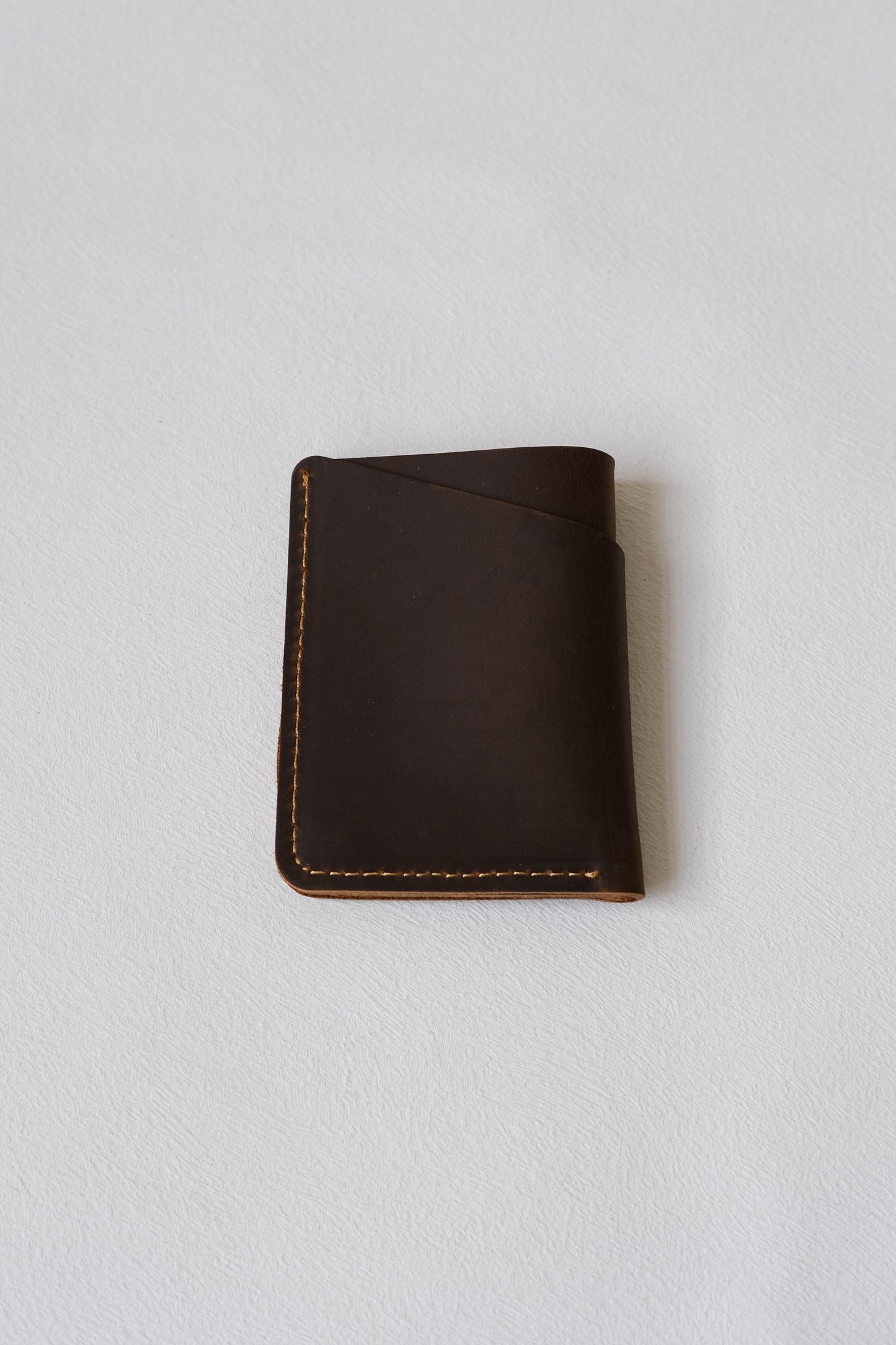 Handmade Cowhide Card Clip In Coffee