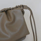 Drawstring Pleated Large Capacity Shoulder Bag in Mud Color