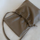 Drawstring Pleated Large Capacity Shoulder Bag in Mud Color