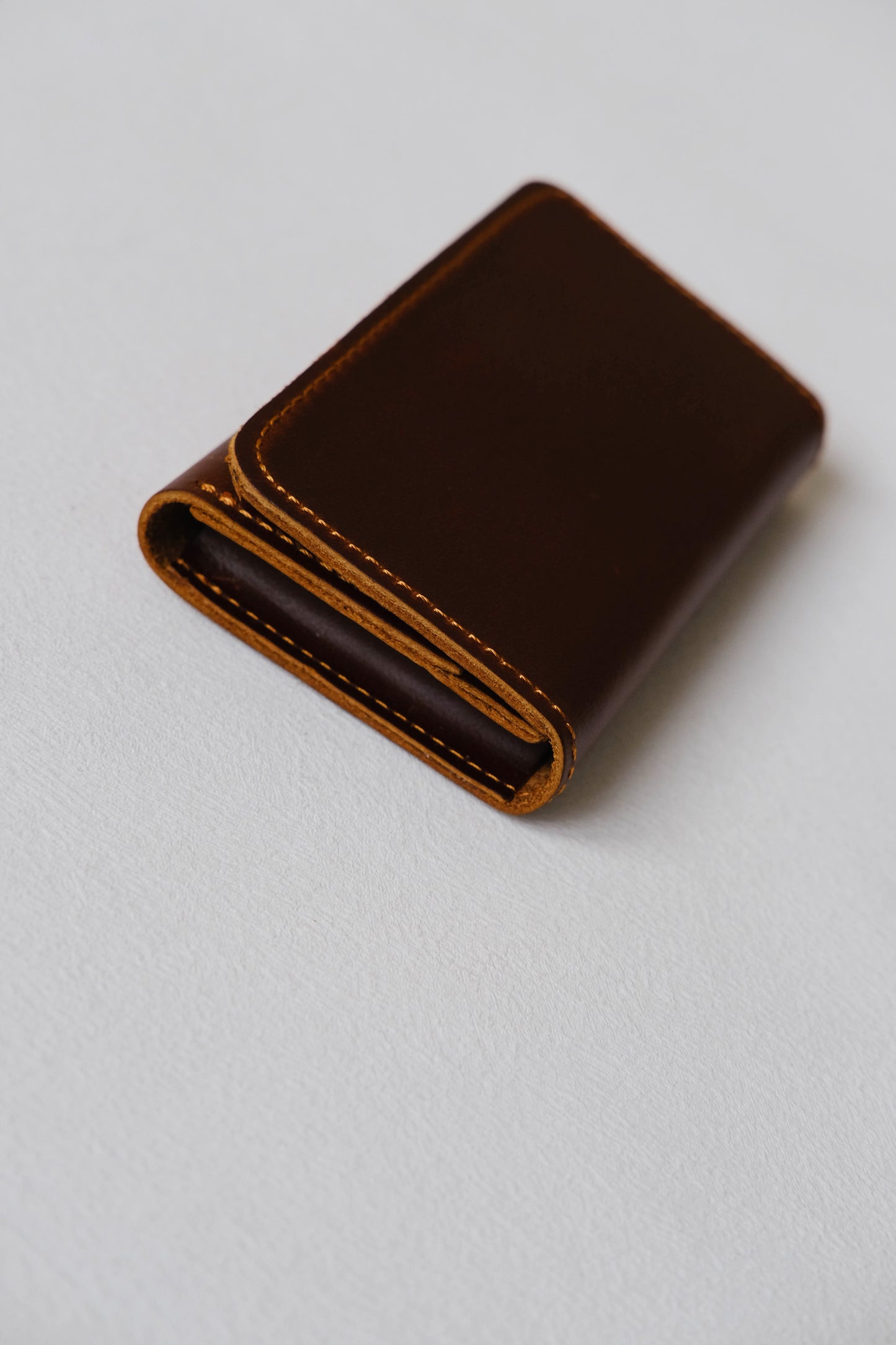 French Handmade Minimalist Wallet In Coffee