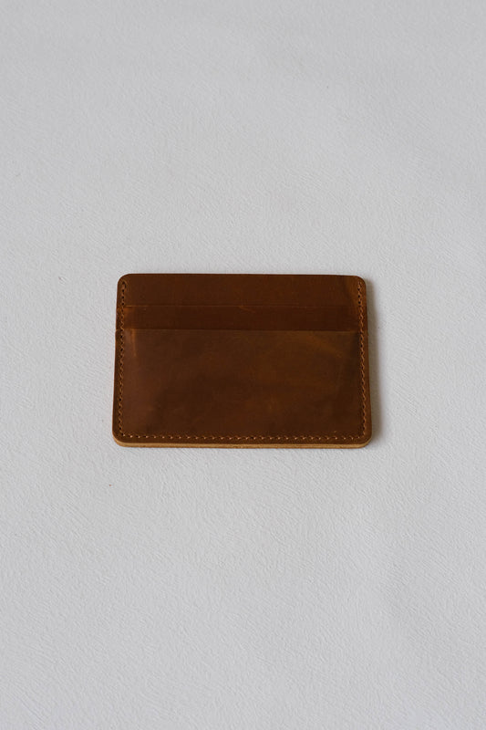 Handmade First Layer Cowhide Card Holder In Brown