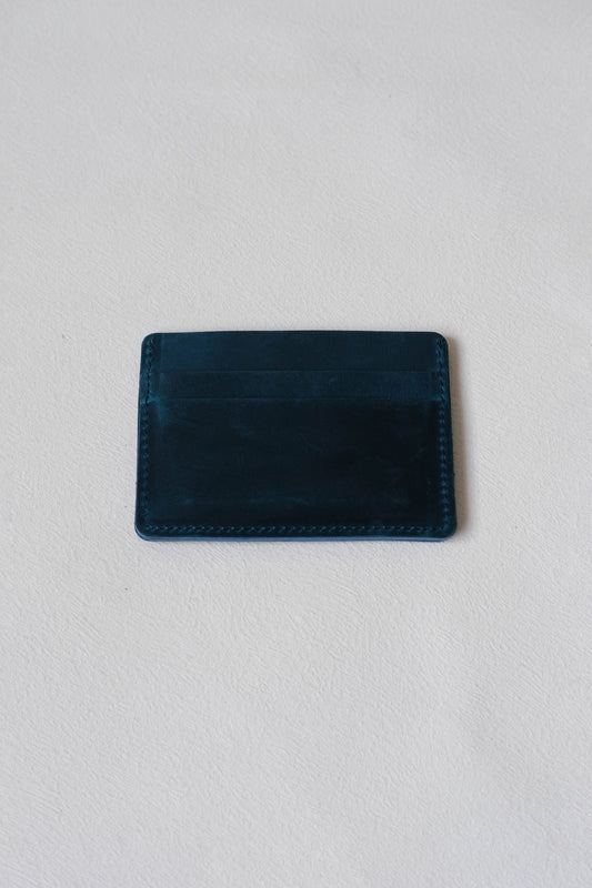 Handmade First Layer Cowhide Card Holder In Bluish