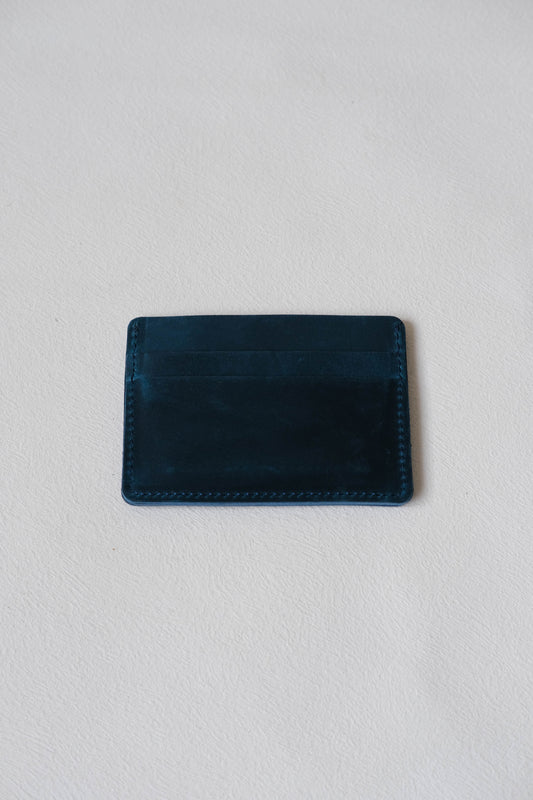 Handmade First Layer Cowhide Card Holder In Bluish