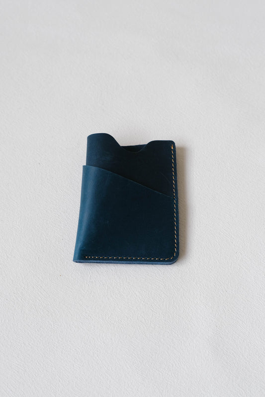 Handmade Cowhide Card Clip In Bluish