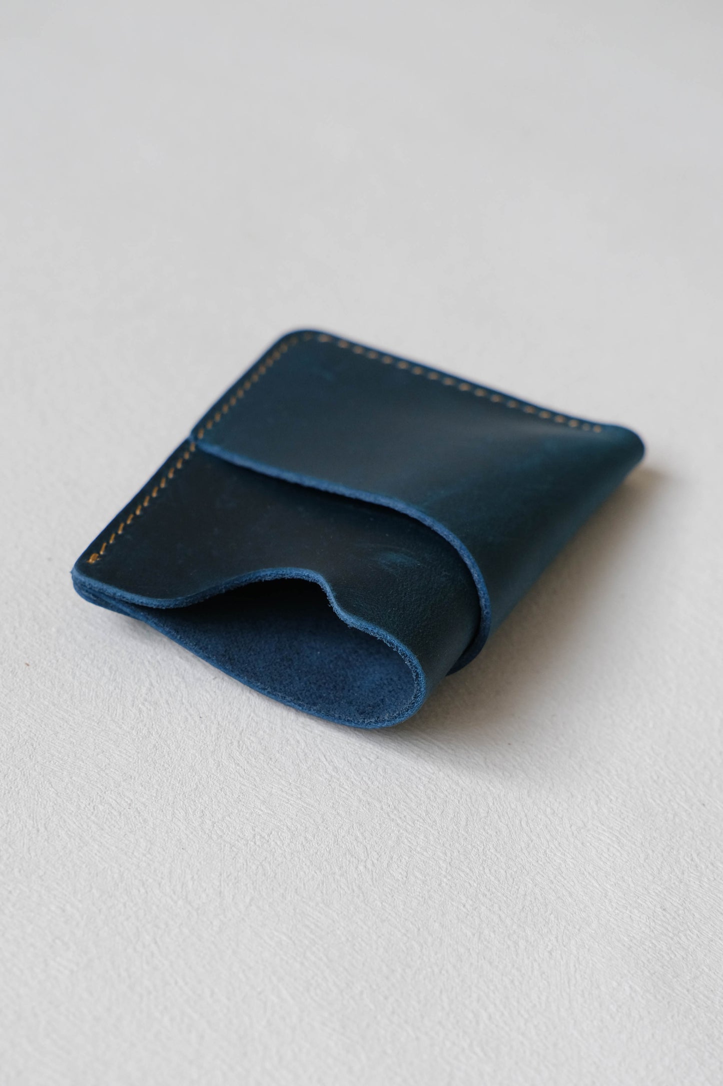 Handmade Cowhide Card Clip In Bluish