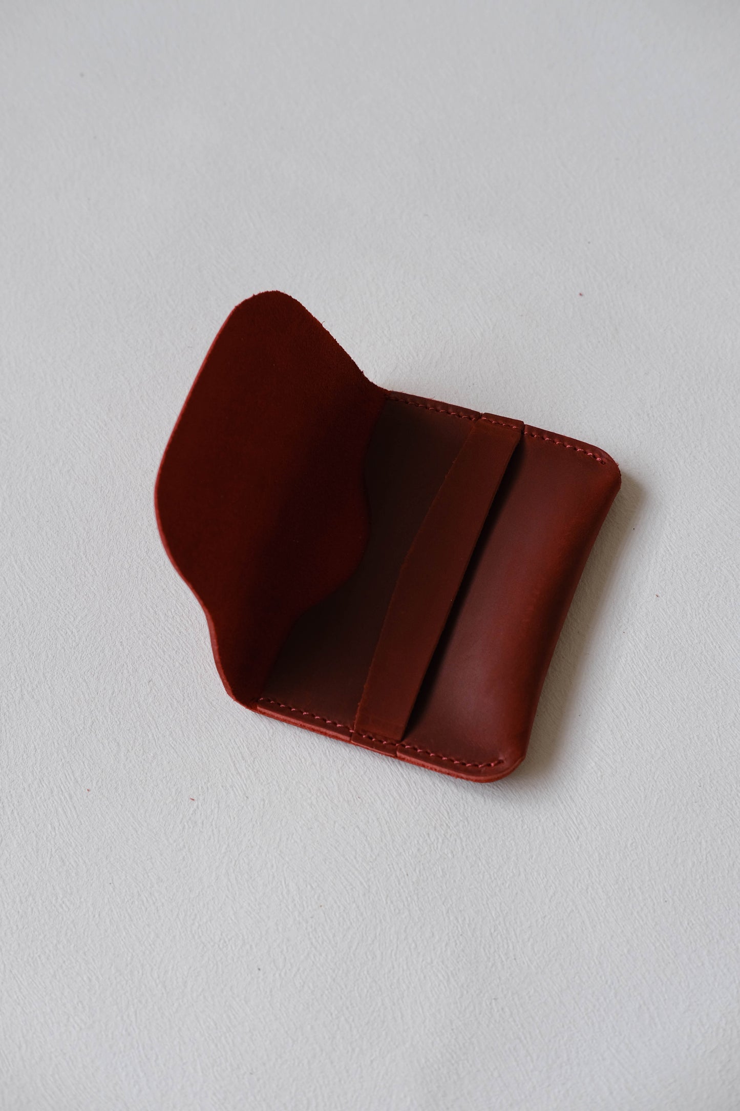 Handmade Genuine Leather Wallet In Wine Red