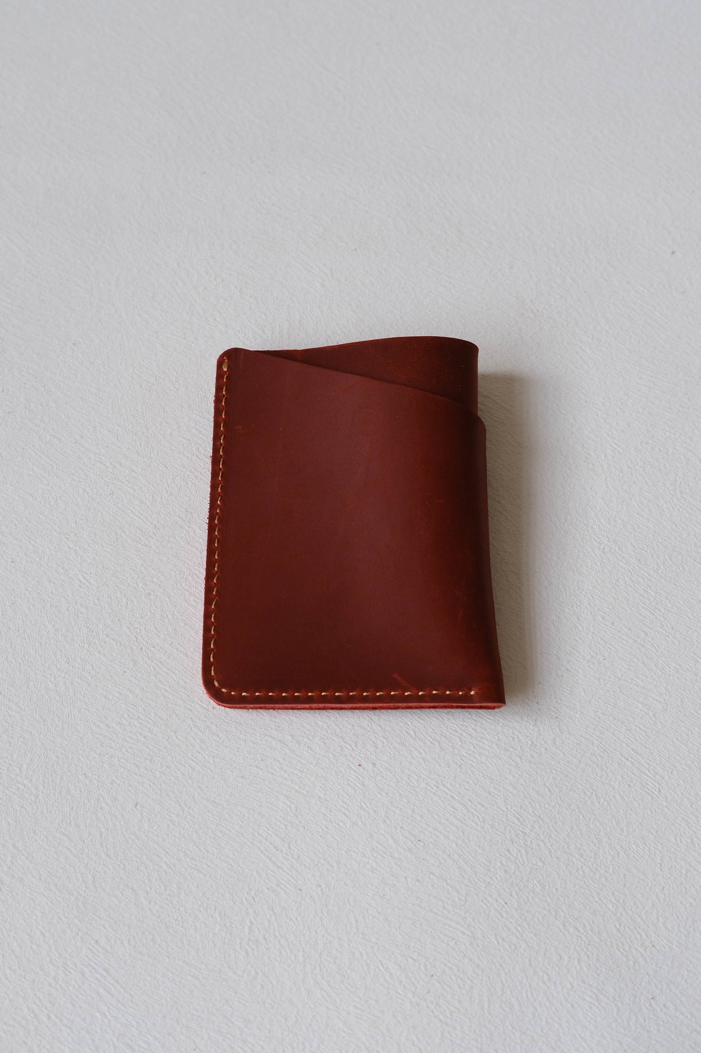 Handmade Cowhide Card Clip In Wine Red