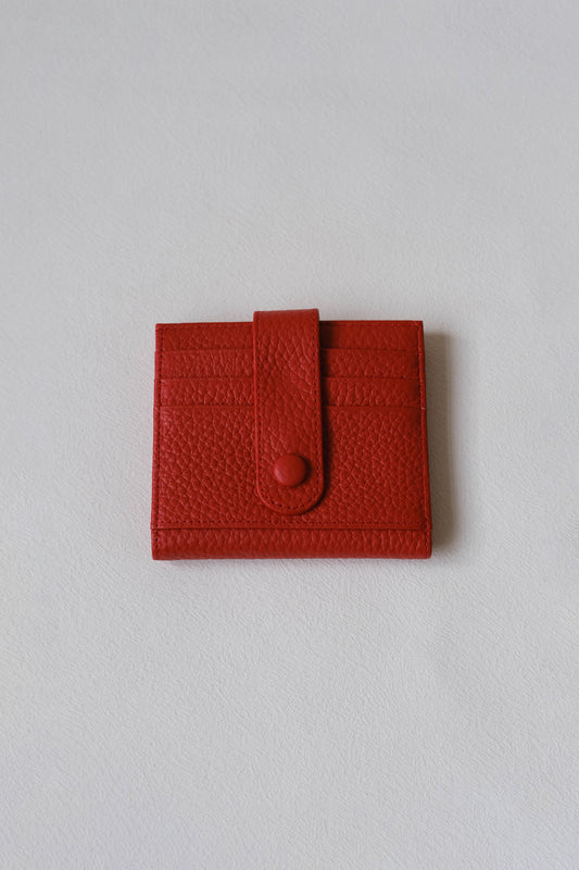 First Layer Genuine Leather Ultra-Thin Small Wallet In Red