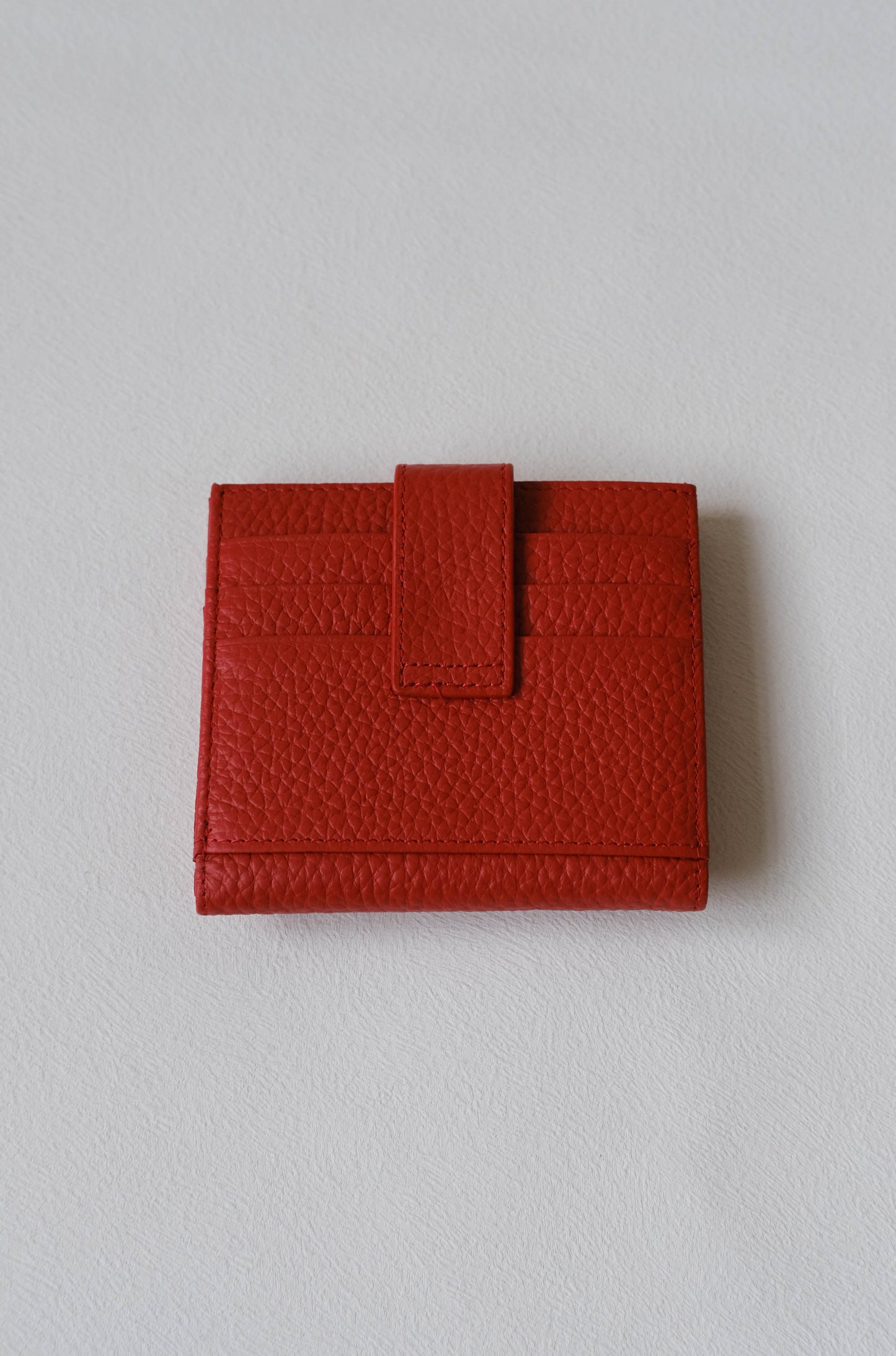 First Layer Genuine Leather Ultra-Thin Small Wallet In Red