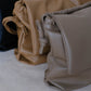 Drawstring Pleated Large Capacity Shoulder Bag in Mud Color