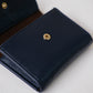 Oil Wax Lychee Textured Wallet In Dark Blue