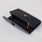 Oil Wax Lychee Textured Wallet In Dark Blue