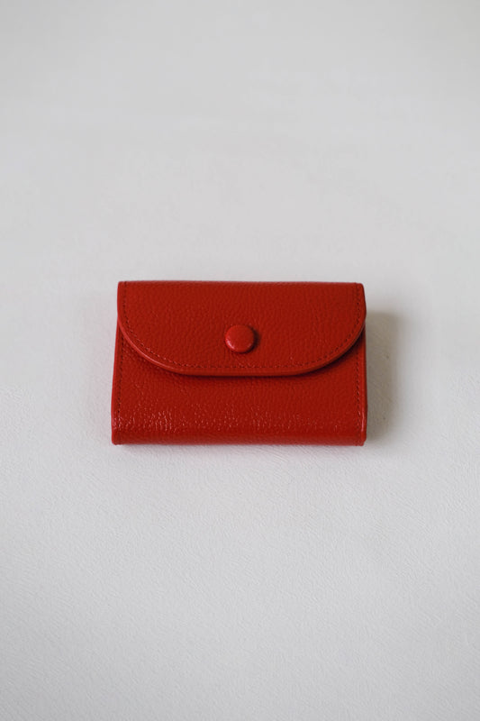 Oil Wax Lychee Textured Wallet In Red