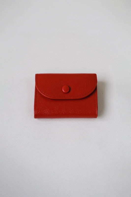 Oil Wax Lychee Textured Wallet In Red