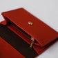 Oil Wax Lychee Textured Wallet In Red