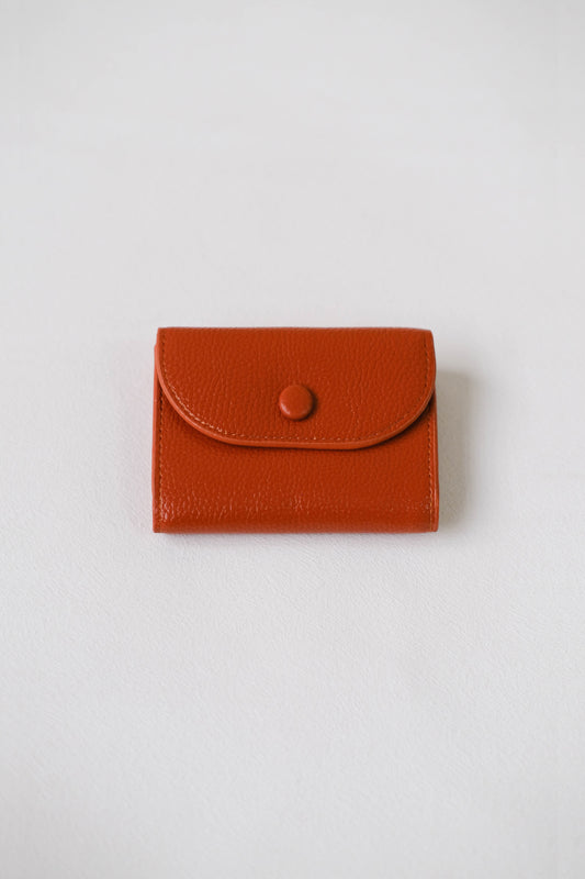 Oil Wax Lychee Textured Wallet In Orange