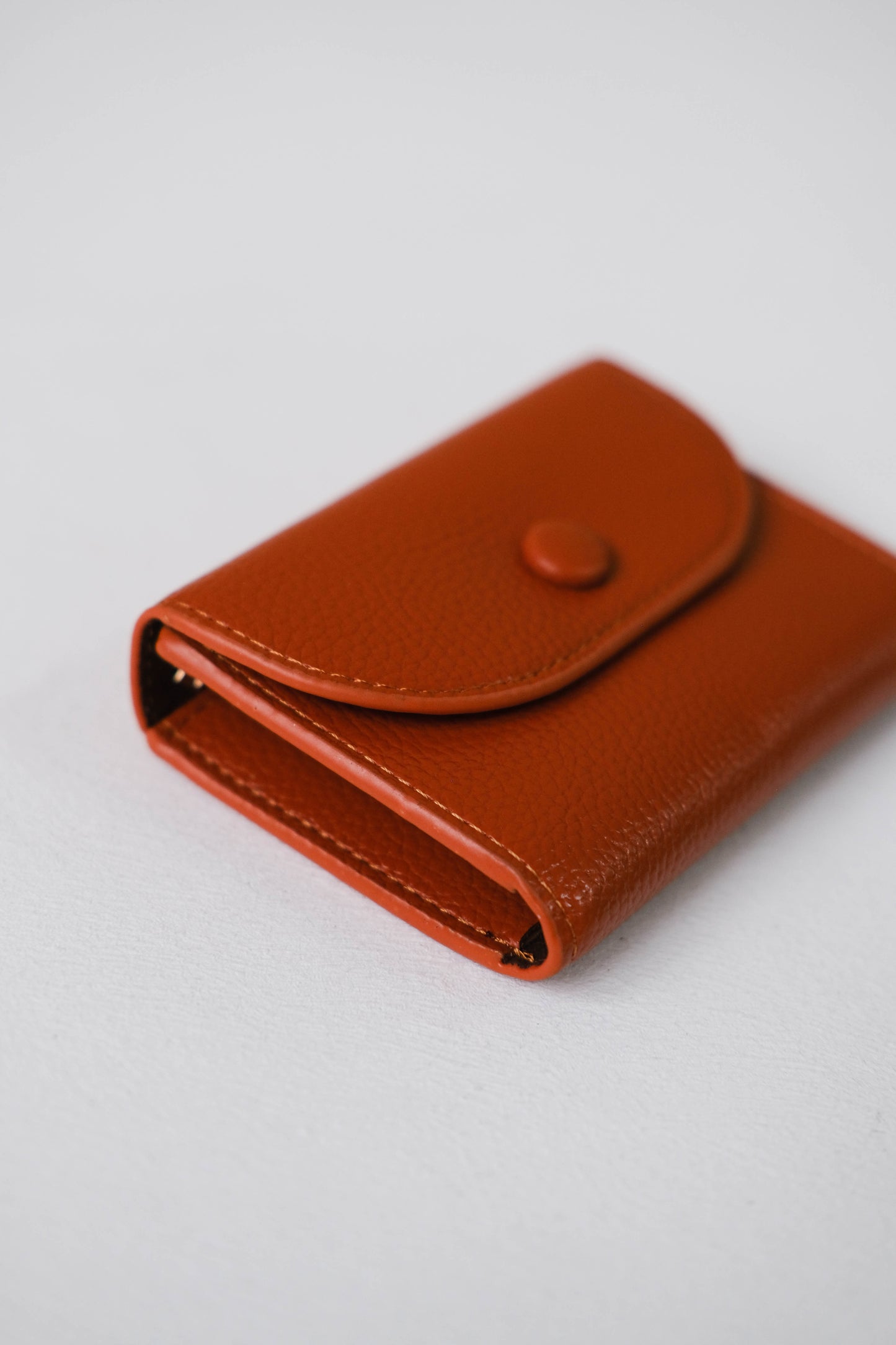 Oil Wax Lychee Textured Wallet In Orange