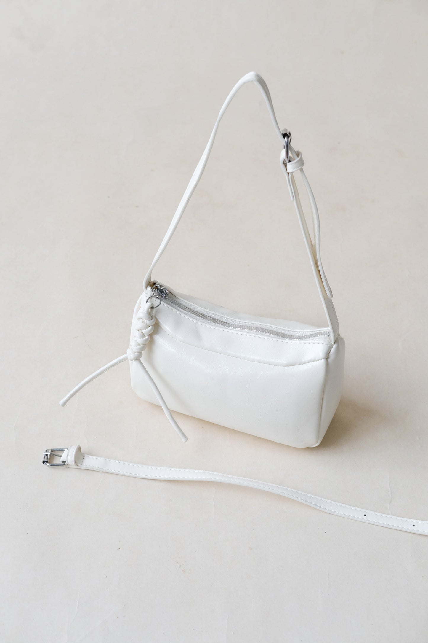 One Shoulder Underarm + Crossbody Pillow Bag In Cream White