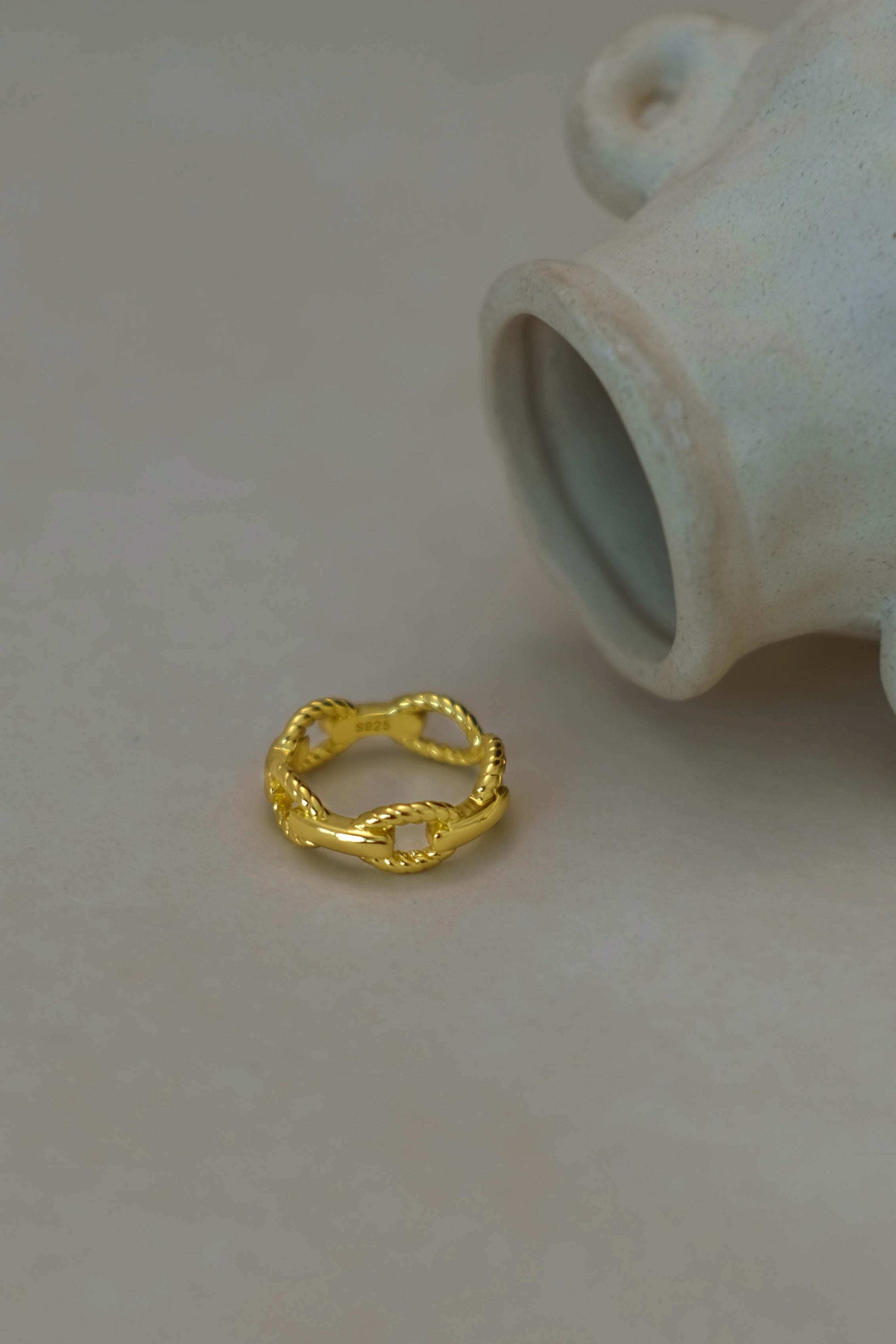 French style chain ring in Gold Vermeil – S A O U