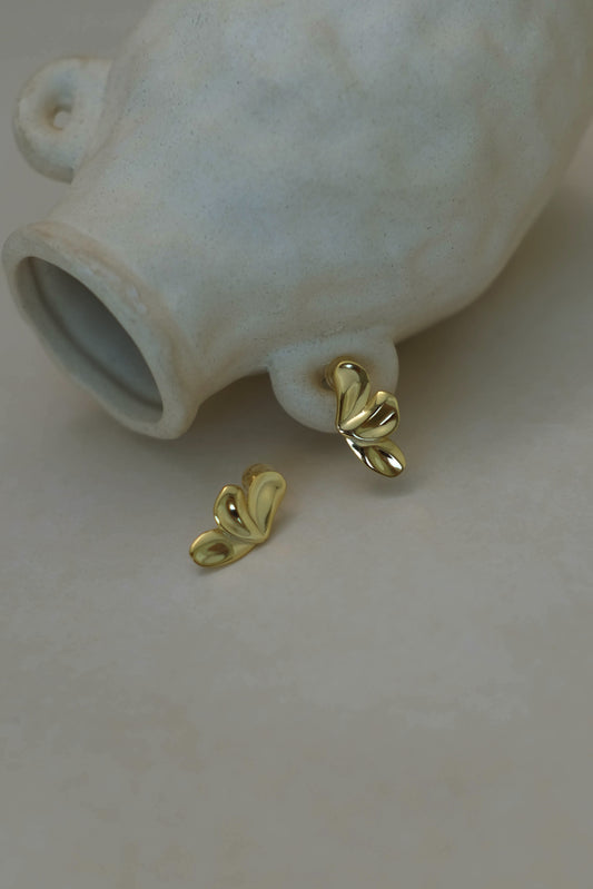 Boucles d'oreilles puces en forme de feuille d'or