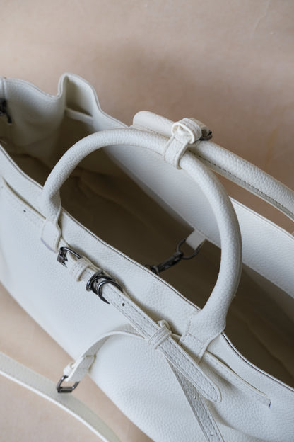 Luna Belted Baguette - White