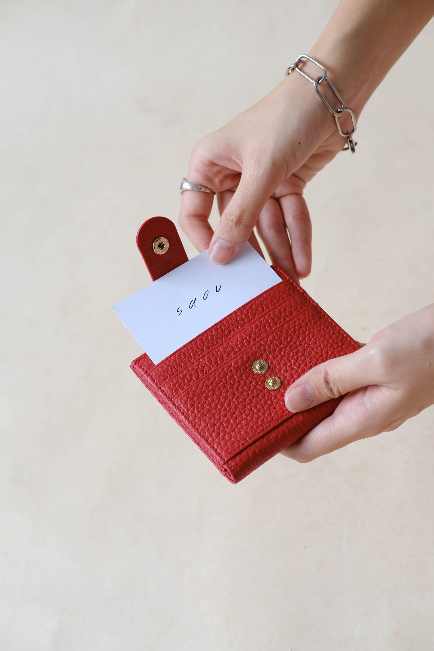 First Layer Genuine Leather Ultra-Thin Small Wallet In Red