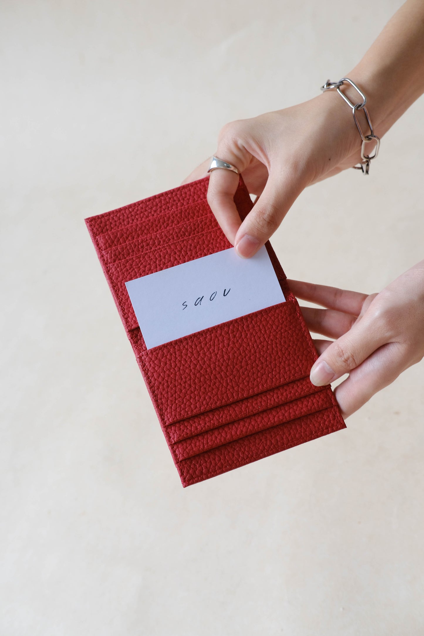 First Layer Genuine Leather Ultra-Thin Small Wallet In Red