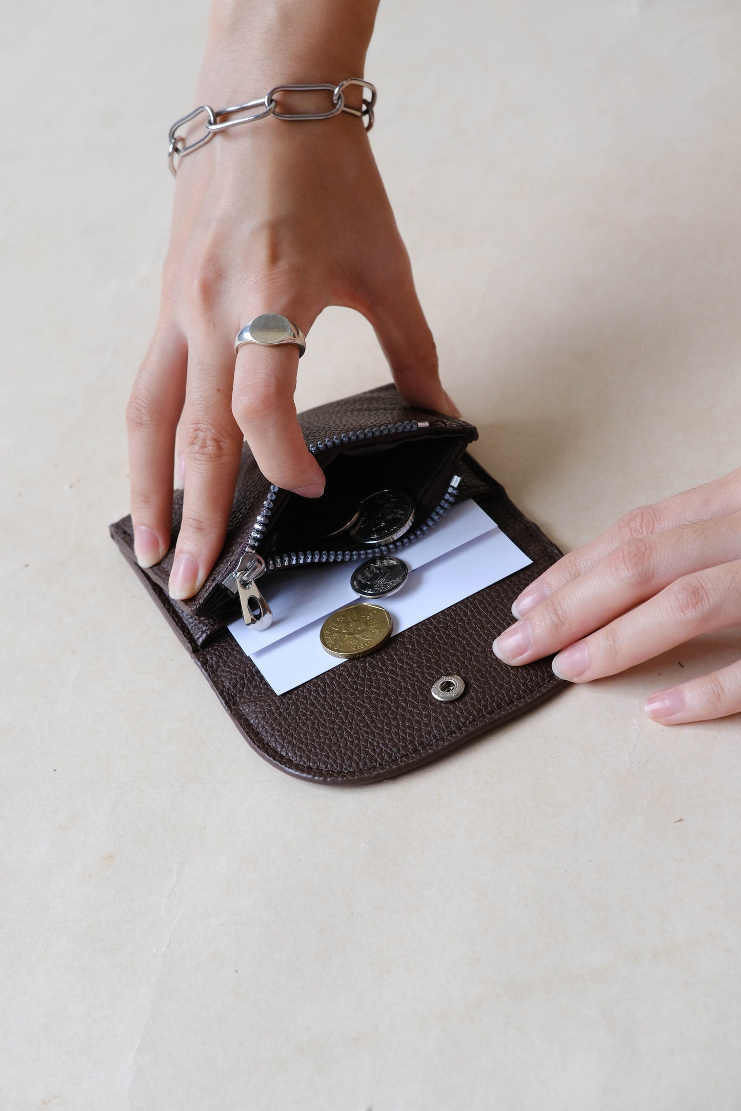 French Ultra-Thin Coin Purse In Dark Coffee