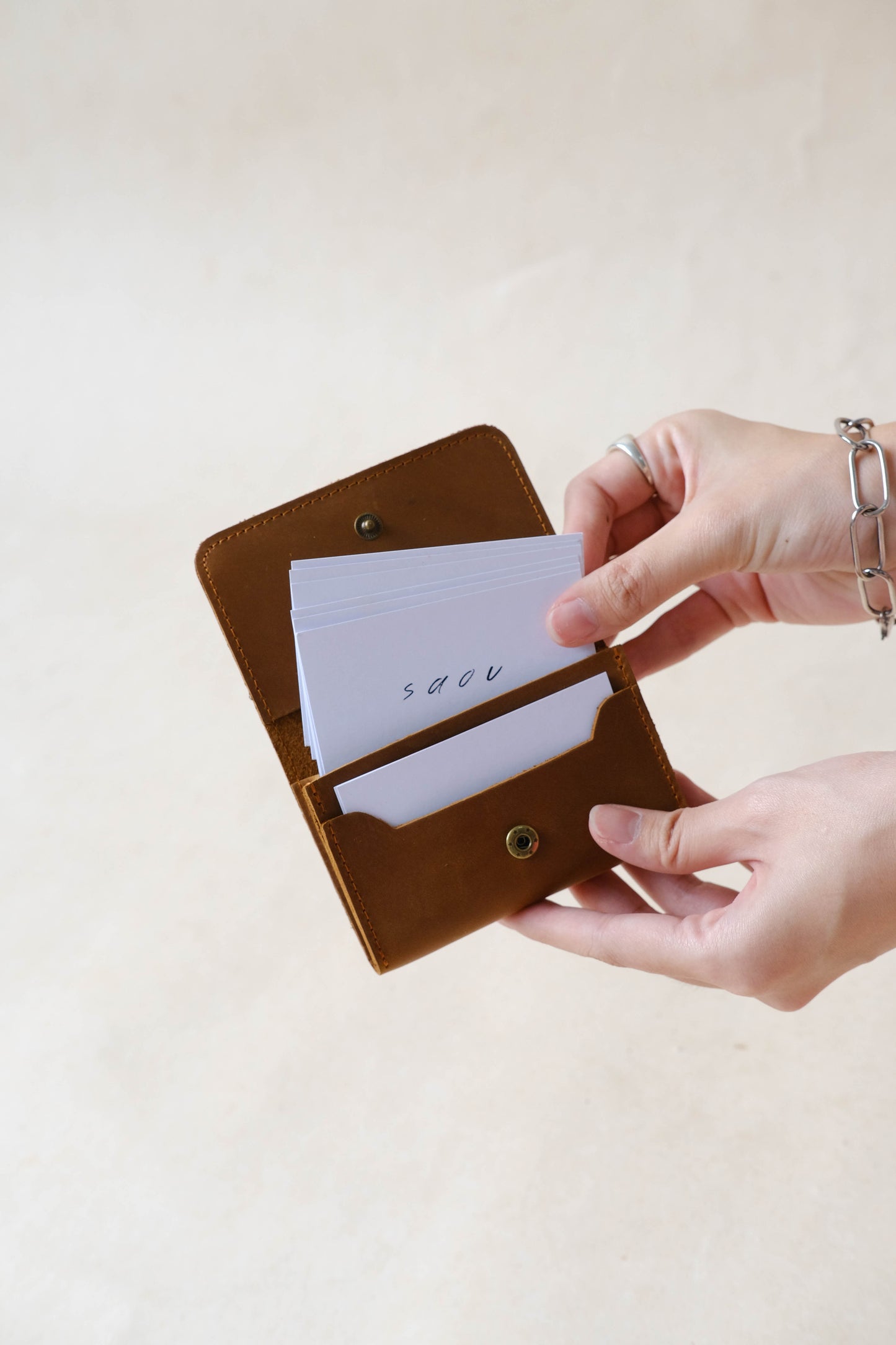 French Handmade Minimalist Wallet In Brown