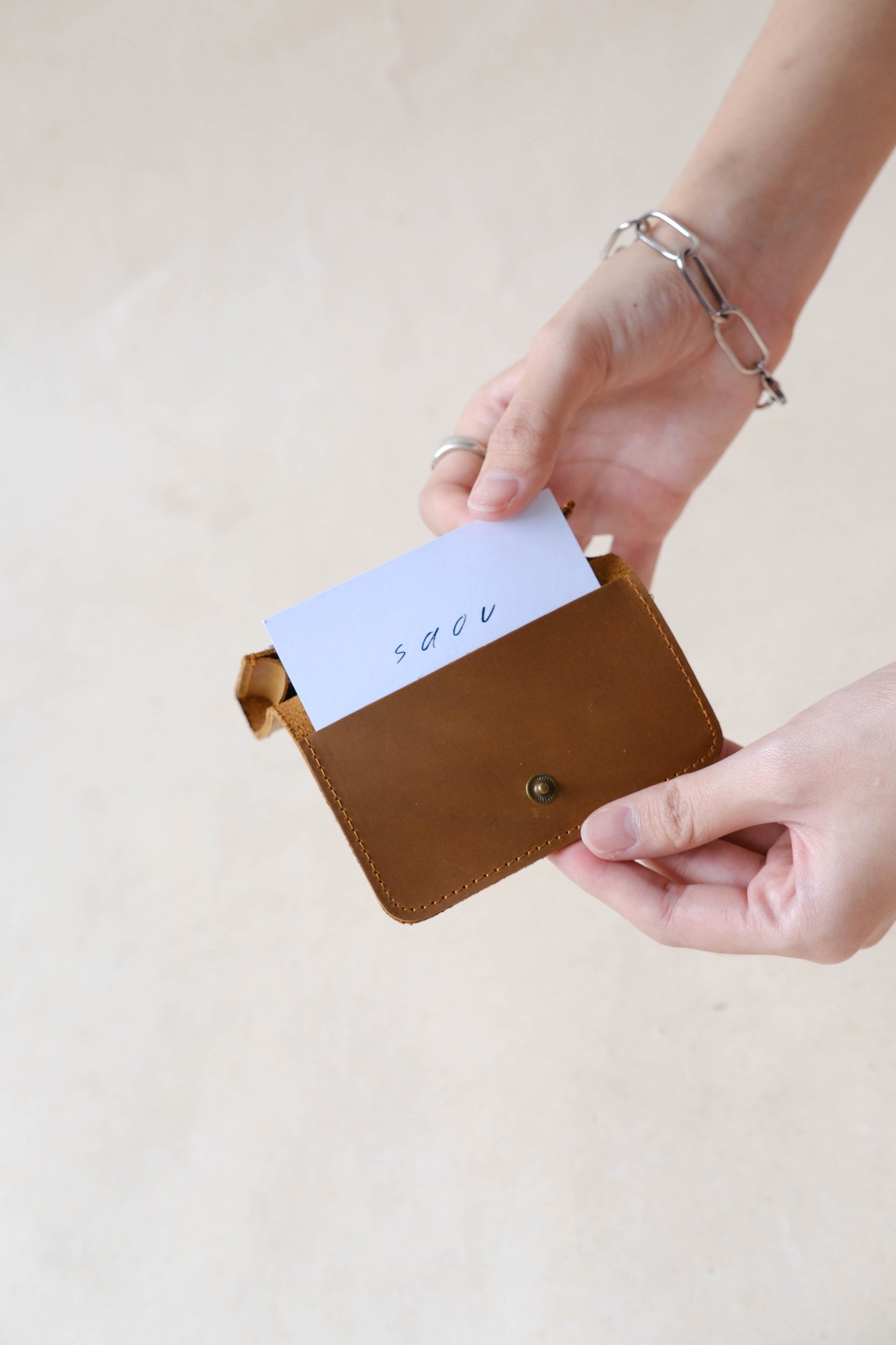 French Handmade Minimalist Wallet In Brown