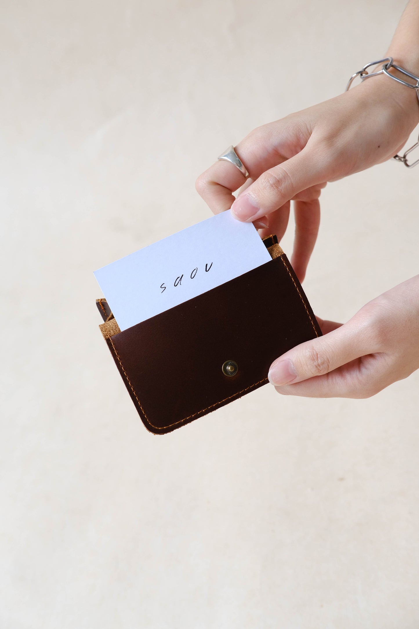 French Handmade Minimalist Wallet In Coffee