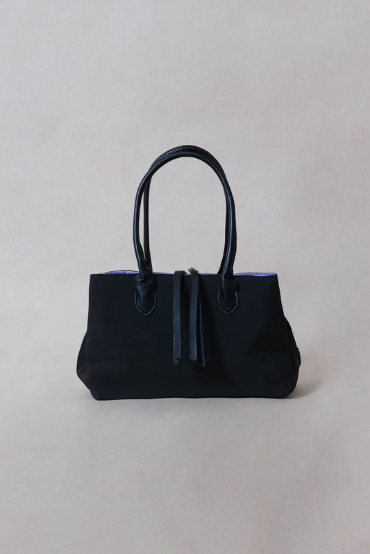 Mini Classic Flow Vegan Leather Tote - Black Purple