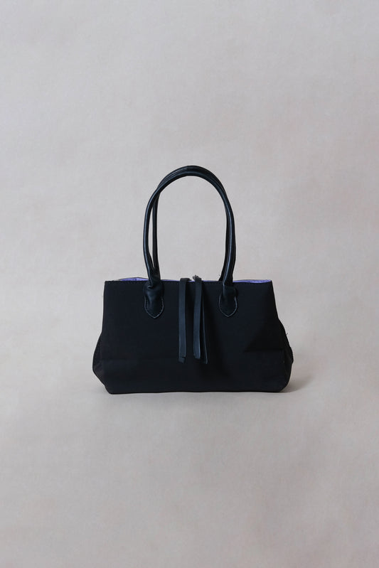 Mini Classic Flow Vegan Leather Tote - Black Purple