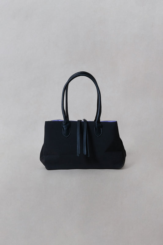 Mini Classic Flow Vegan Leather Tote - Black Purple