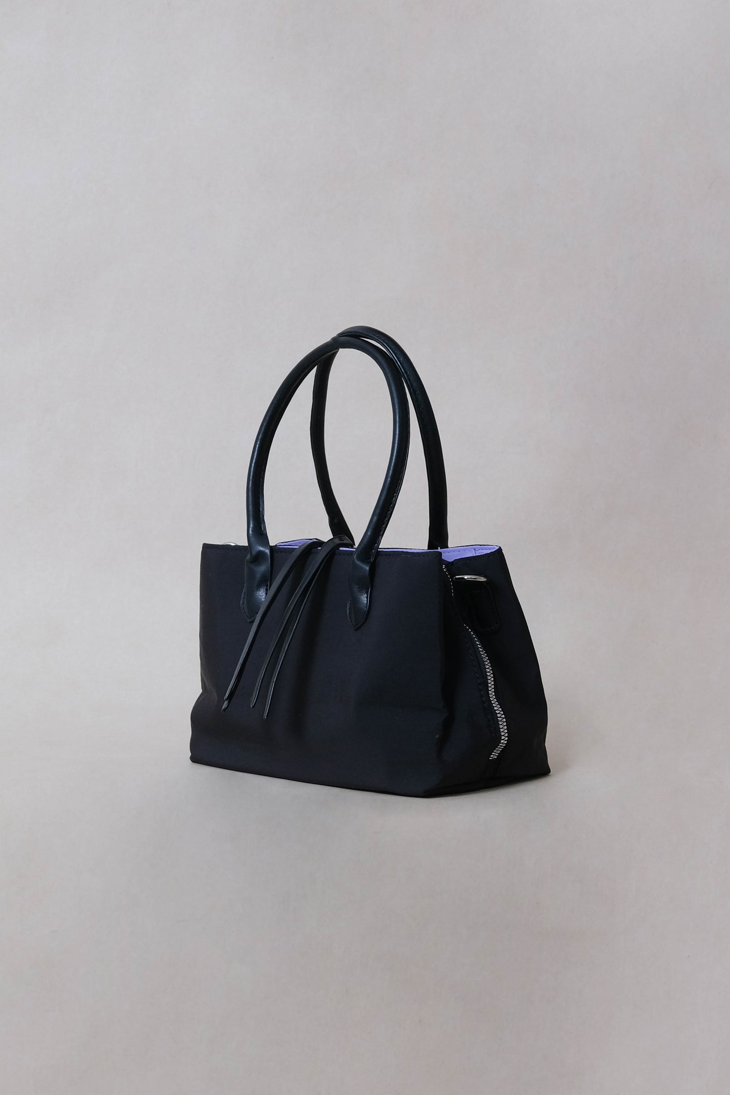 Mini Classic Flow Vegan Leather Tote - Black Purple