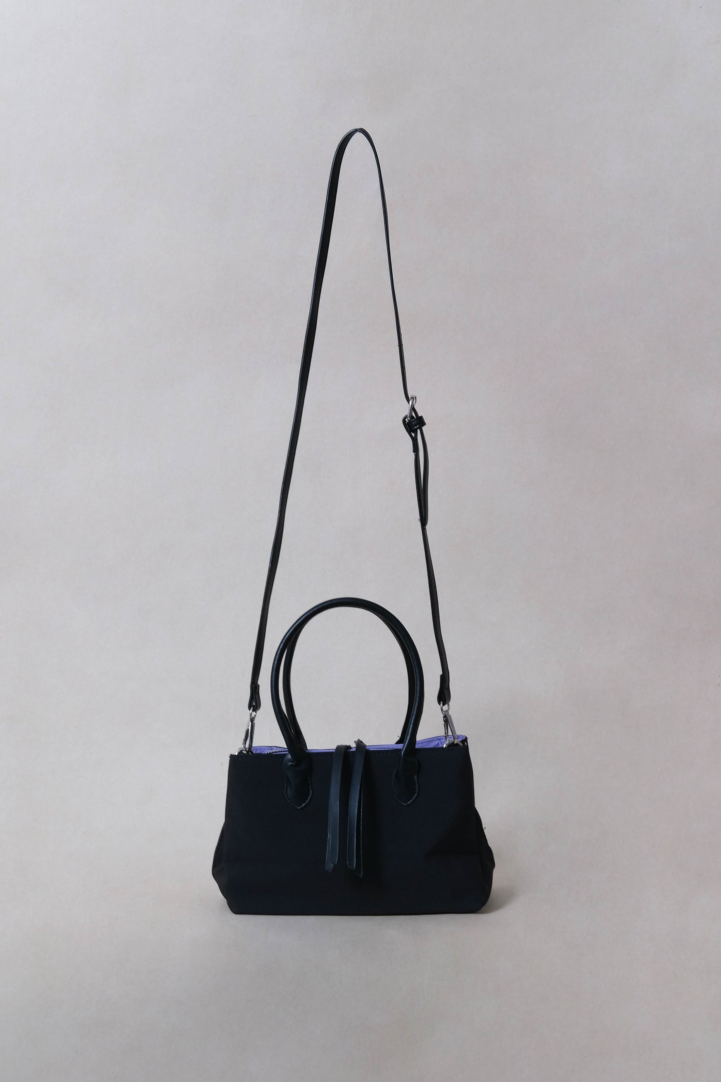 Mini Classic Flow Vegan Leather Tote - Black Purple