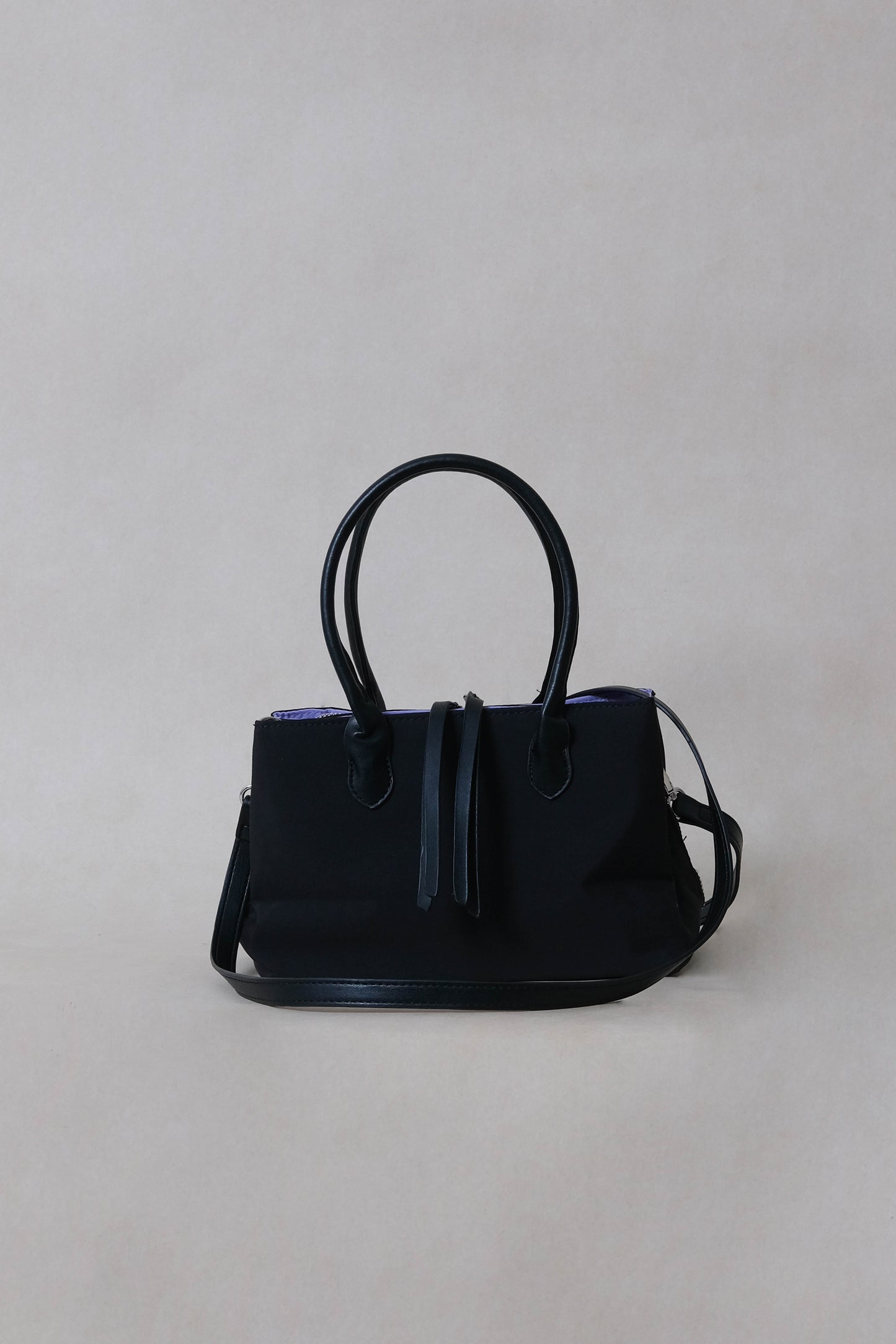 Mini Classic Flow Vegan Leather Tote - Black Purple