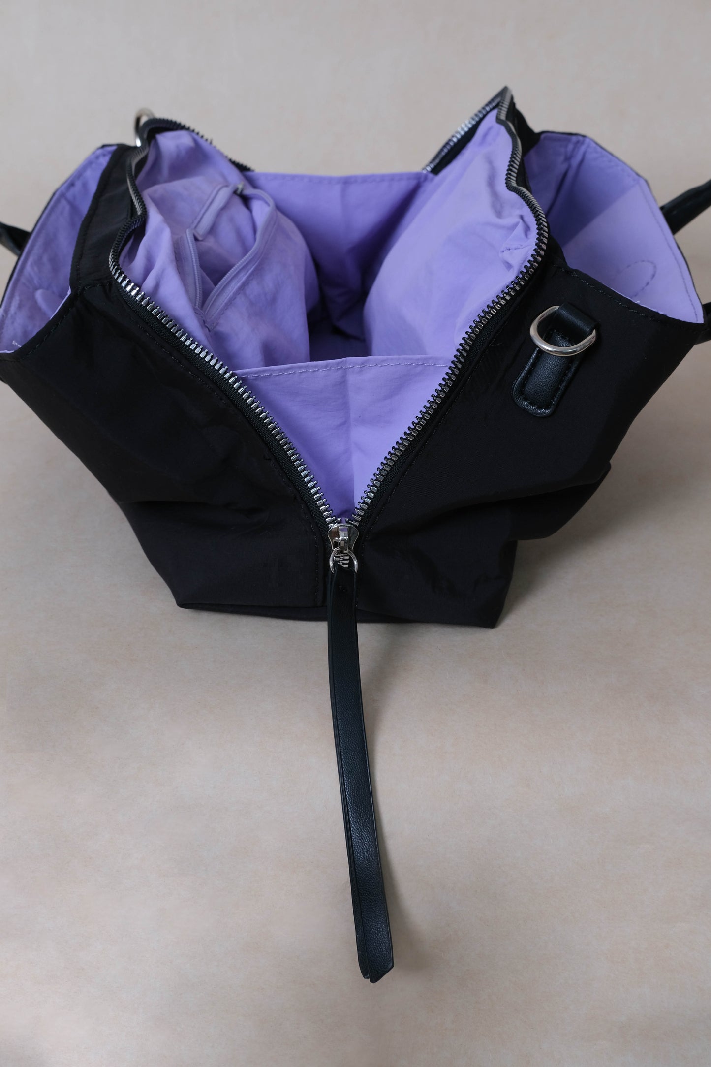 Mini Classic Flow Vegan Leather Tote - Black Purple